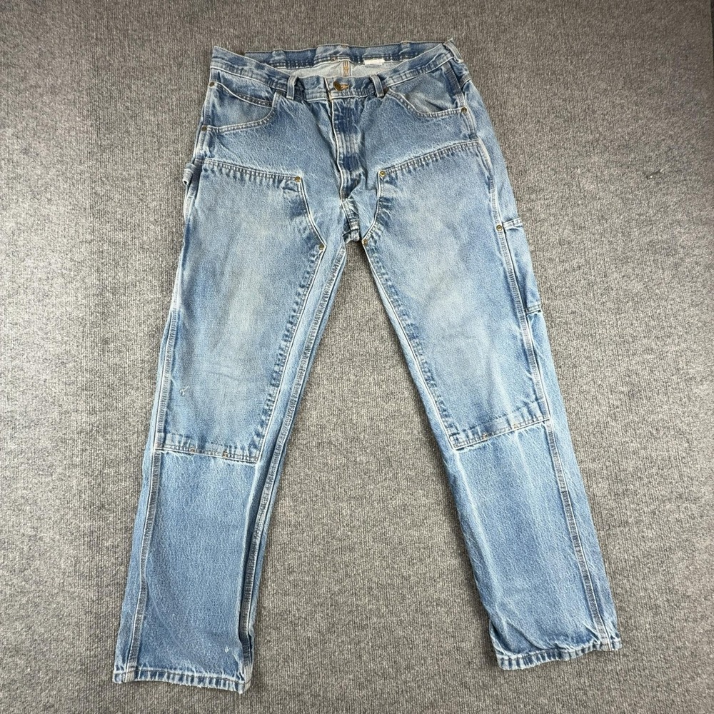 VTG Key Jeans Mens 38x30 Double Knee Relaxed Fit Carpenter Straight Leg Denim